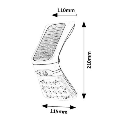 Rabalux - LED Stmívatelné solární svítidlo se senzorem LED/4W/3,7V IP44