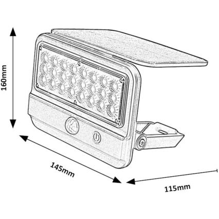Rabalux - LED Solární nástěnné svítidlo se senzorem LED/7W/3,7V IP54 černá 3000 mAh