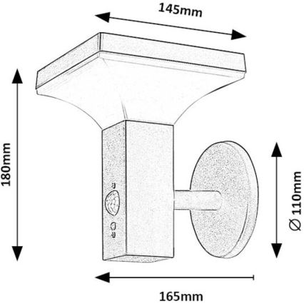 Rabalux - LED Solární nástěnné svítidlo se senzorem LED/4W/230V IP44 černá