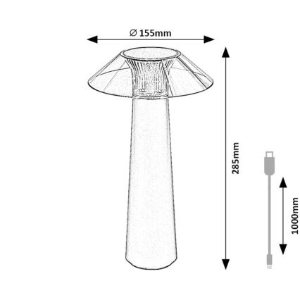 Rabalux - LED Stmívatelná dotyková nabíjecí stolní lampa LED/5W/5V IP44 černá