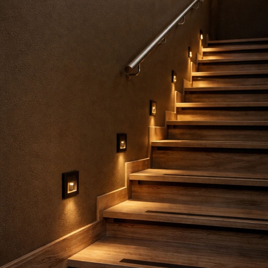 Rabalux - LED Schodišťové svítidlo se senzorem pohybu a soumraku LED/1W/230V 3000/4500/6500K černá