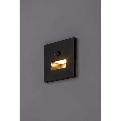 Rabalux - LED Schodišťové svítidlo se senzorem pohybu a soumraku LED/1W/230V 3000/4500/6500K černá