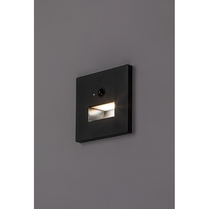Rabalux - LED Schodišťové svítidlo se senzorem pohybu a soumraku LED/1W/230V 3000/4500/6500K černá