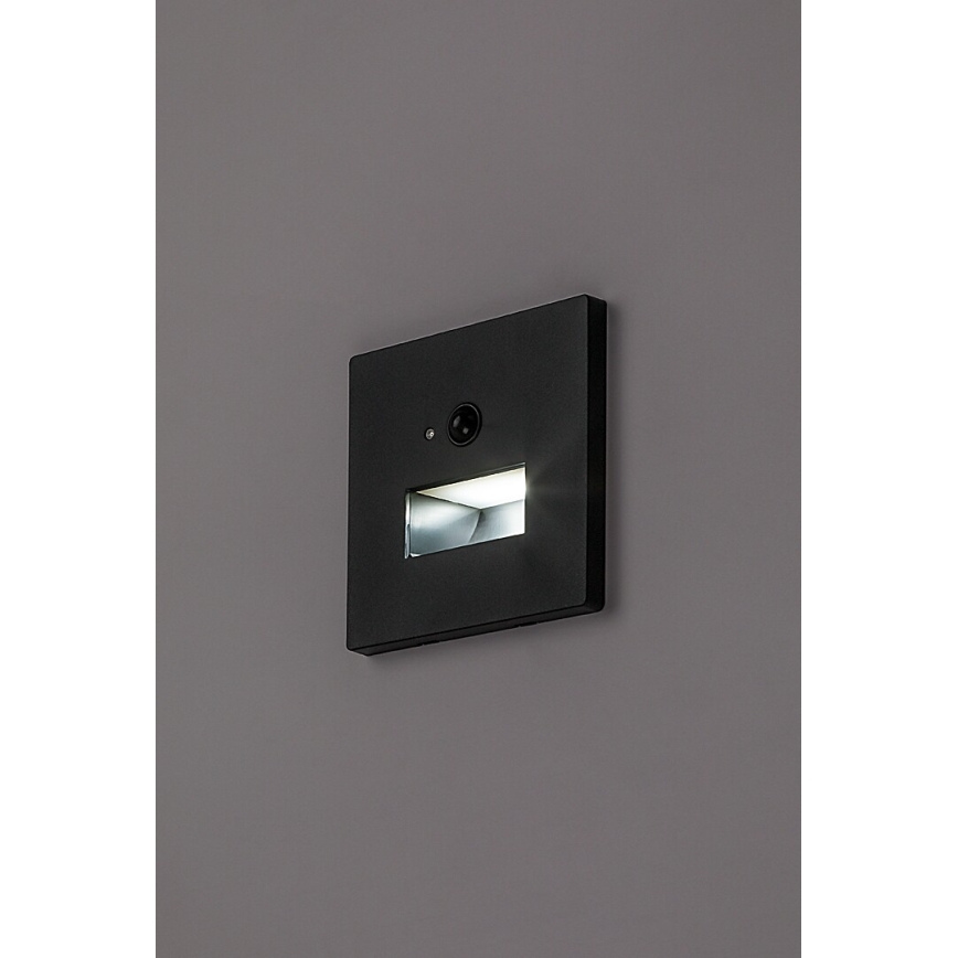 Rabalux - LED Schodišťové svítidlo se senzorem pohybu a soumraku LED/1W/230V 3000/4500/6500K černá