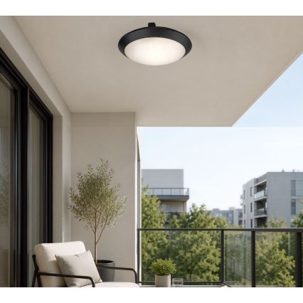 Rabalux - Venkovní stropní svítidlo se senzorem pohybu 1xE27/9W/230V IP65 pr. 30 cm černá