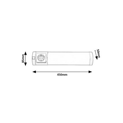 Rabalux - LED Podlinkové svítidlo se zásuvkou LED/5W/230V 4000K 45 cm matný chrom