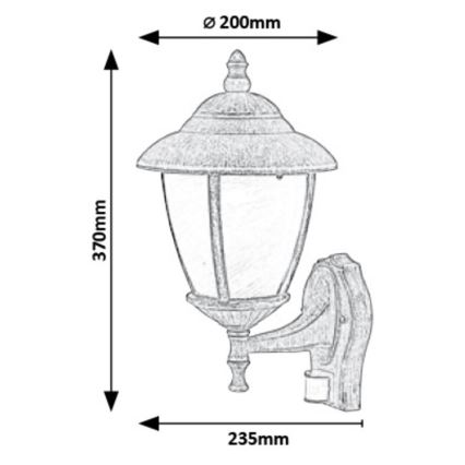 Rabalux - Venkovní nástěnné svítidlo se senzorem 1xE27/60W/230V IP43 zlatá