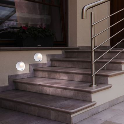 Rabalux - LED Venkovní nástěnné svítidlo se senzorem LED/1,5W/3xAA bílá IP44