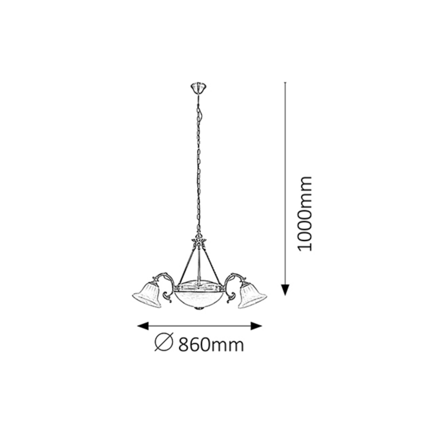 Rabalux - Lustr na řetězu ORCHIDEA 3xE14/40W+2xE27/60W