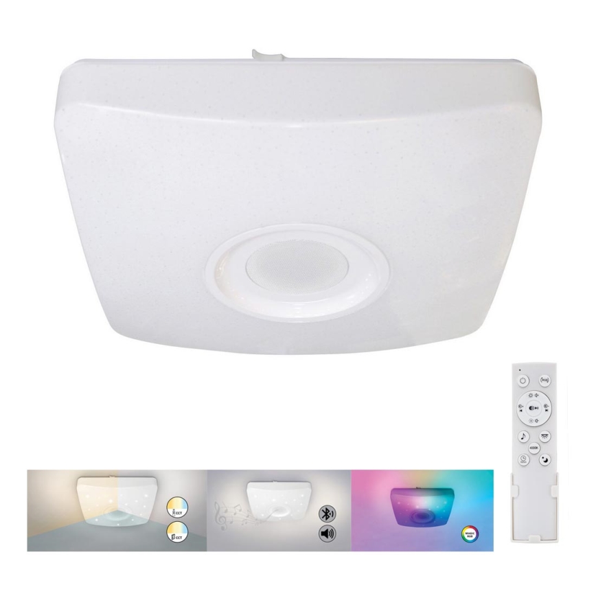 Rabalux - LED RGB Stmívatelné stropní svítidlo s reproduktorem LED/18W/230V 3000-6000K Bluetooth + dálkové ovládání 36,5x36,5 cm