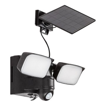 Rabalux - LED Solární nástěnné flexibilní svítidlo se senzorem a externím panelem 2xLED/5W/3,7V IP54 černá