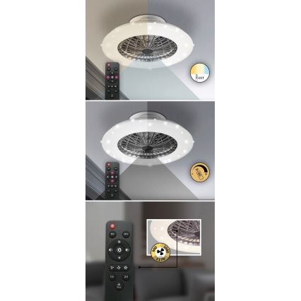 Rabalux - LED Stmívatelné stropní svítidlo s ventilátorem LED/30W/230V 3000-6500K + dálkové ovládání 