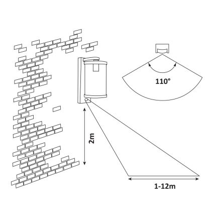 Rabalux - Venkovní nástěnné svítidlo se senzorem 1xE27/60W/230V IP44