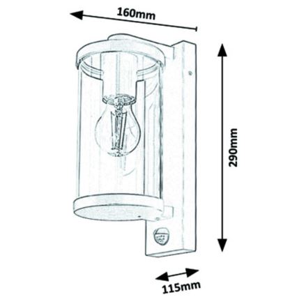 Rabalux - Venkovní nástěnné svítidlo se senzorem 1xE27/60W/230V IP44