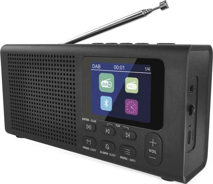 Rádio DAB DAB+ FM 3W/5V/4xAA černá