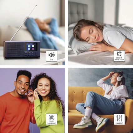 Rádio DAB DAB+ FM 3W/5V/4xAA černá