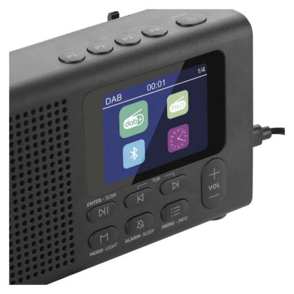 Rádio DAB DAB+ FM 3W/5V/4xAA černá