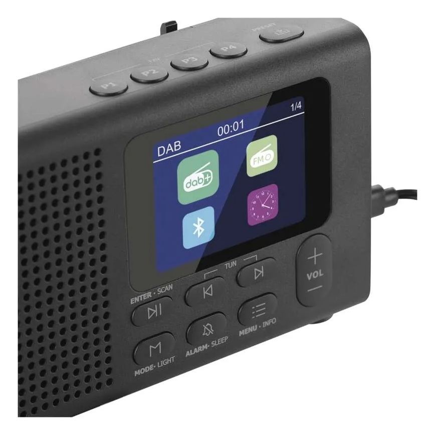Rádio DAB DAB+ FM 3W/5V/4xAA černá