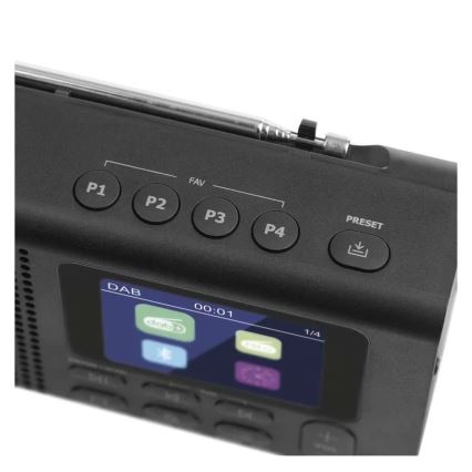 Rádio DAB DAB+ FM 3W/5V/4xAA černá