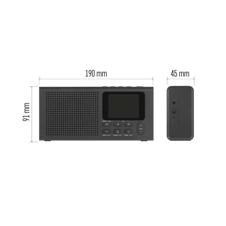 Rádio DAB DAB+ FM 3W/5V/4xAA černá