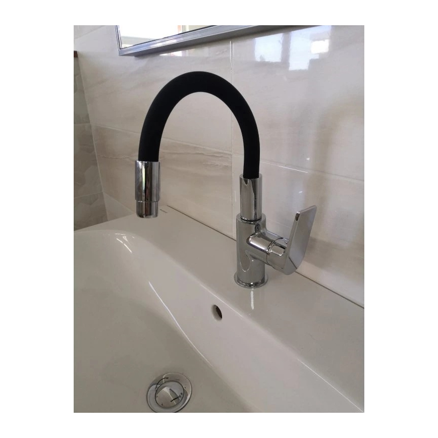 RAV Slezák CO119.0/15 - Dřezová baterie s flexibilním ramínkem COLORADO 25 cm černá/lesklý chrom