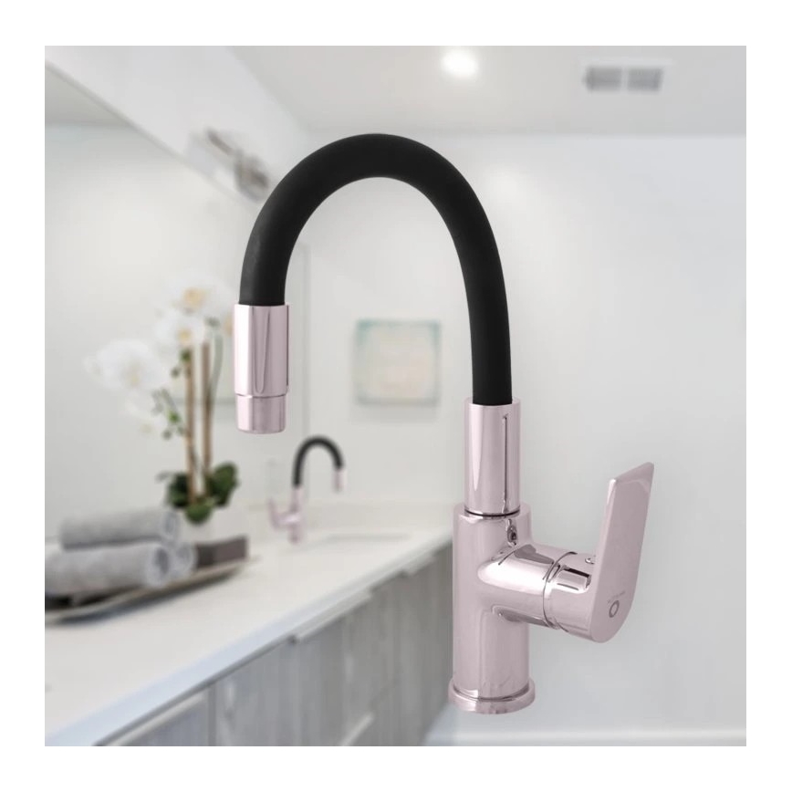 RAV Slezák CO119.0/15 - Dřezová baterie s flexibilním ramínkem COLORADO 25 cm černá/lesklý chrom