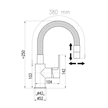 RAV Slezák CO119.0/16 - Dřezová baterie s flexibilním ramínkem se sprškou COLORADO 25 cm černá