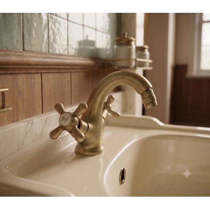 RAV Slezák MK143.0SM - Bidetová baterie + výpusť MORAVA RETRO 16 cm stará mosaz