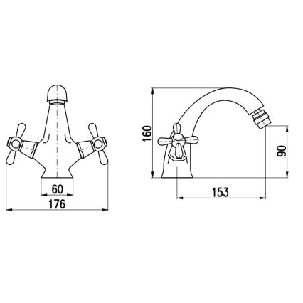 RAV Slezák MK143.0SM - Bidetová baterie + výpusť MORAVA RETRO 16 cm stará mosaz