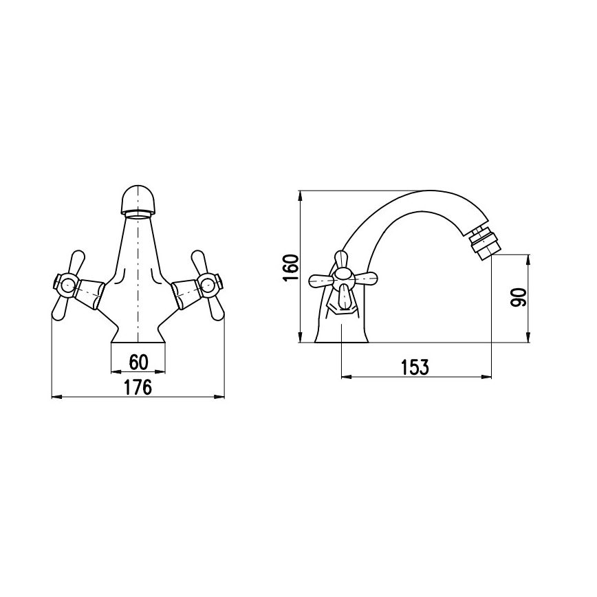 RAV Slezák MK143.0SM - Bidetová baterie + výpusť MORAVA RETRO 16 cm stará mosaz