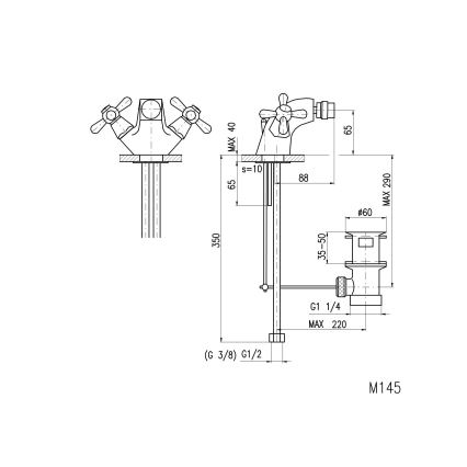 RAV Slezák MK145.0 - Bidetová baterie + výpusť MORAVA 6,5 cm lesklý chrom