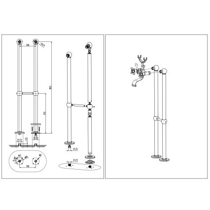 RAV Slezák MK150.5/2CMATSM - Vanová sada s baterií MORAVA RETRO černá/mosaz