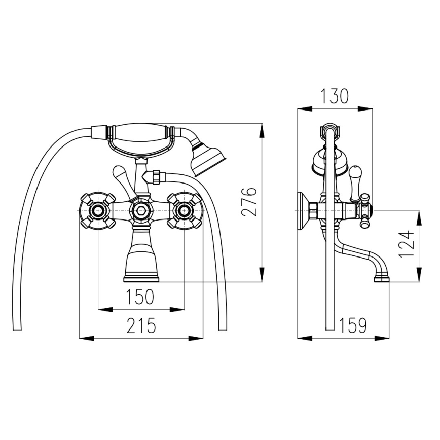 RAV Slezák MK159.5/2SM - Vanová sada s baterií MORAVA RETRO stará mosaz