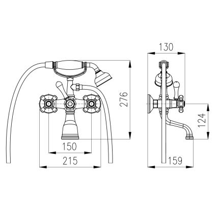 RAV Slezák MK559.5/2SM - Vanová sada s baterií MORAVA RETRO stará mosaz