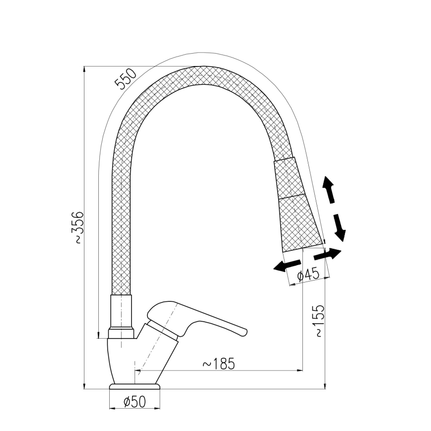 RAV Slezák SA006.0/13S - Dřezová baterie s flexibilním ramínkem SAZAVA 35,6 cm šedá/lesklý chrom