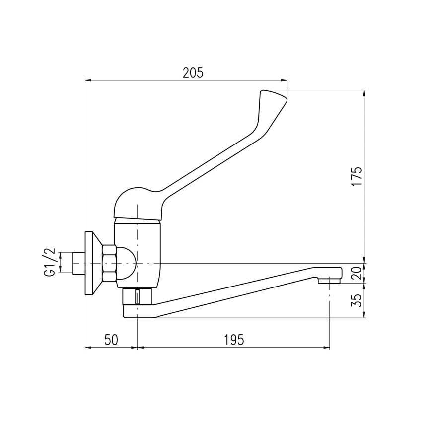 RAV Slezák SA601.5/26 - Umyvadlová baterie s lékařskou pákou SAZAVA 23 cm lesklý chrom