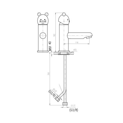 RAV Slezák SE326.0 - Umyvadlová baterie JUNIOR 18,2 cm červená/modrá