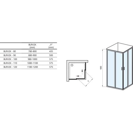 Ravak 1XVG0C00Z1 - Sprchový kout BLIX 120x190 cm lesklý chrom