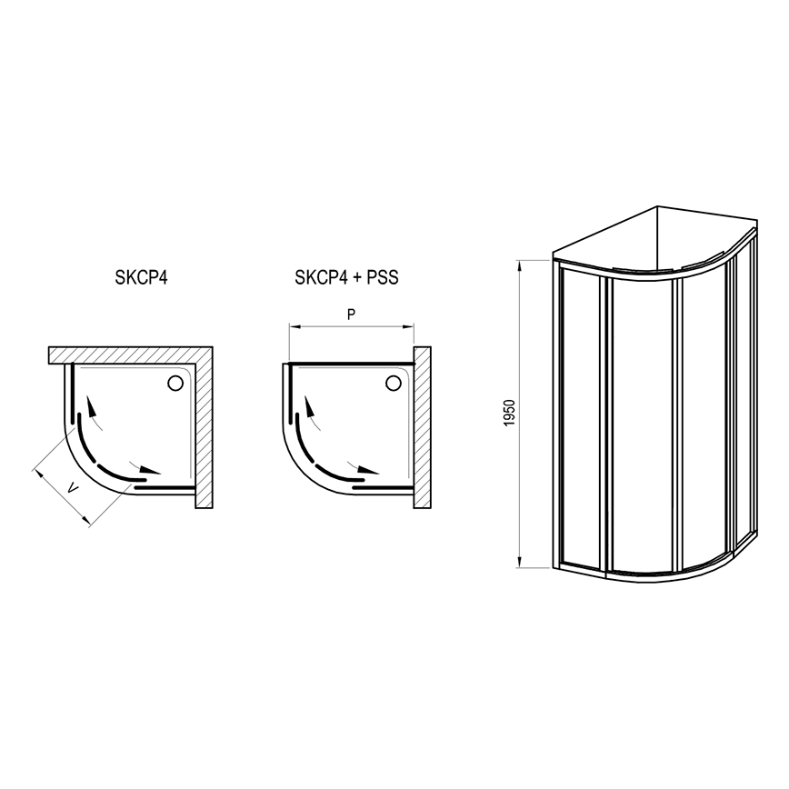 Ravak 3114O30211 - Sprchový kout čtyřdílný čtvrtkruhový SUPERNOVA 80x80 cm černá