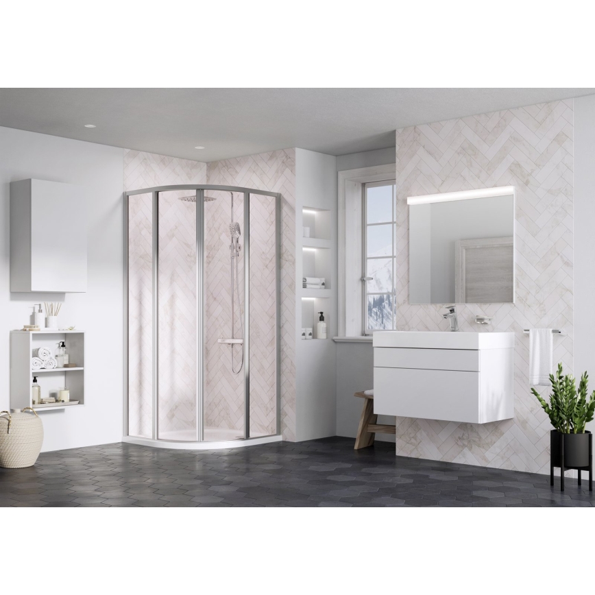 Ravak 3114OU02Z1 - Sprchový kout čtyřdílný čtvrtkruhový SUPERNOVA 80x80 cm satin