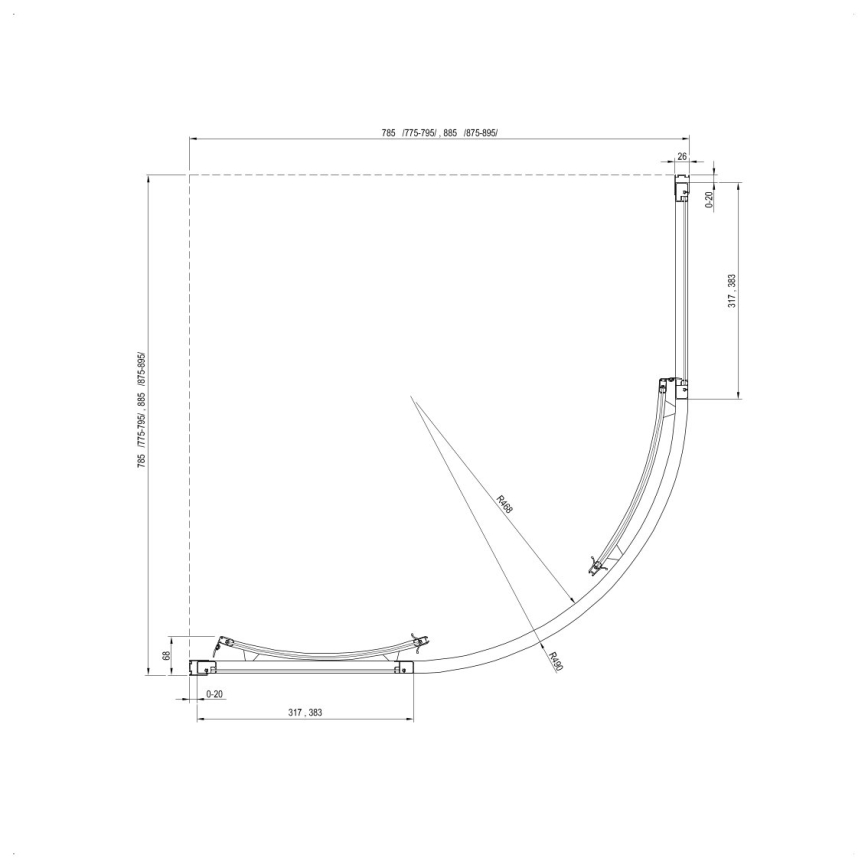 Ravak 3117O10211 - Sprchový kout čtyřdílný čtvrtkruhový SUPERNOVA 90x90 cm bílá