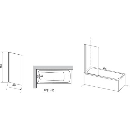 Ravak 79840C00Z1 - Vanová zástěna 80x140 cm lesklý chrom