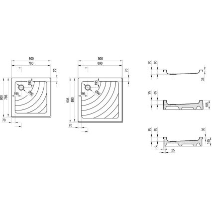 Ravak A007701120 - Sprchová vanička čtvercová ANGELA 90x90 cm bílá