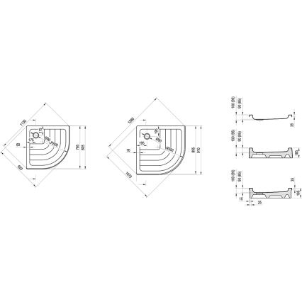 Ravak A207001120 - Sprchová vanička čtvrtkruhová RONDA 90x90 cm bílá