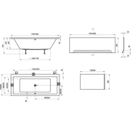 Ravak C691000000 - Vana FORMY 170x75 cm akrylát/bílá