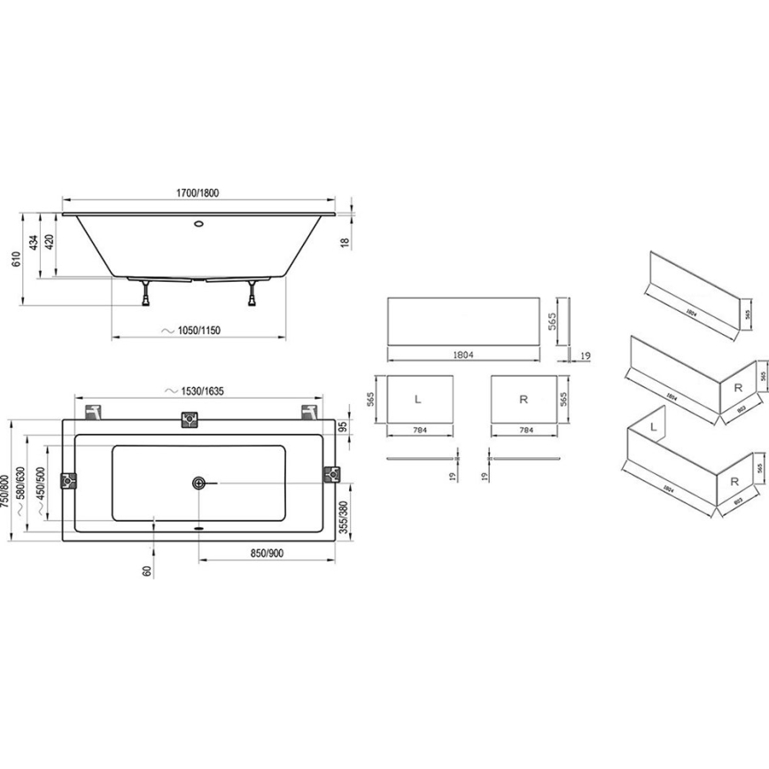 Ravak C881300000 - Vana FORMY 180x80 cm akrylát/bílá