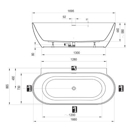 Ravak CC71A00000 - Vana FREEDOM 170x87 cm akrylát/lesklá bílá