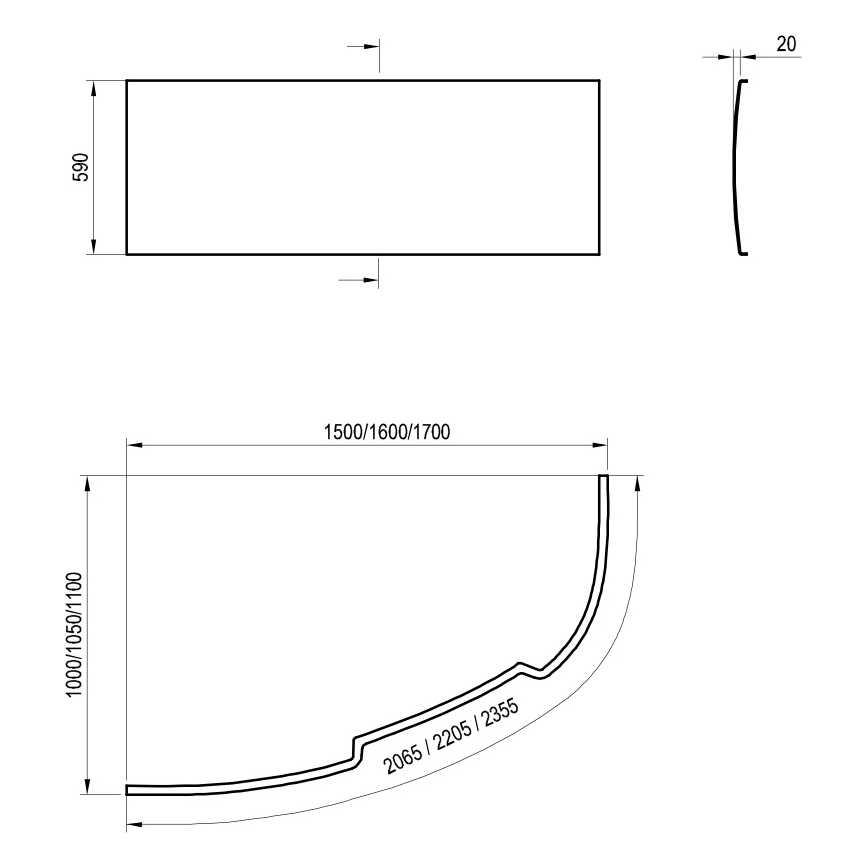 Ravak CZ46100000 - Čelní panel k vaně ASYMMETRIC 160 cm akrylát/bílá