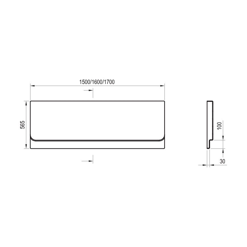 Ravak CZ74100A00 - Čelní panel k vaně CHROME 170 cm akrylát/bílá