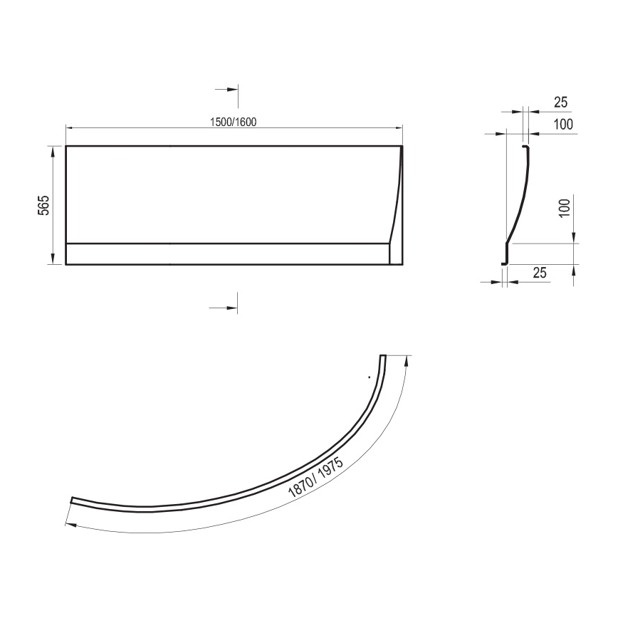 Ravak CZI1000A00 - Panel k vaně AVOCADO 150 cm akrylát/bílá